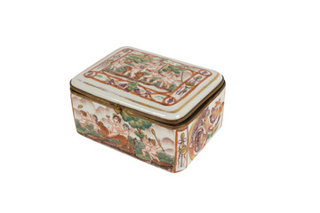 antique wooden box  Capodimonte Porcelain Jewelry Box
