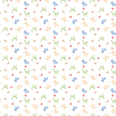 Seamless pattern for kids cat, elephant, bird