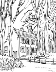 architecture, building, coloring page, sketch, drawing, city, vector, church, paris, street, illustration, town, old, art, europe, house, cathedral, london, castle, travel, urban, vintage, cityscape, 