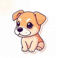 Fototapeta premium Cuteness Overload: A charming illustration of a puppy sitting, its big eyes exuding innocence and affection. 