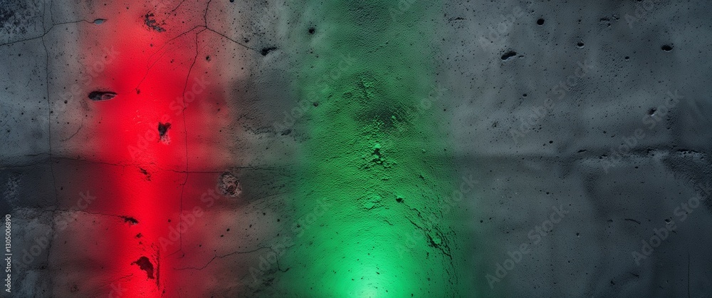 Poster red to green gradient lighting shadow light in concrete surface texture background backdrop