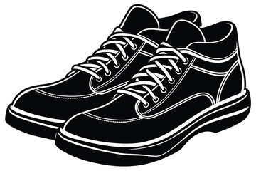 Silhouette man shoes on white background