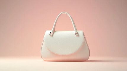 Mockup of women bag on pink background for fashion design, pastel colors, elegant accessory, place for text