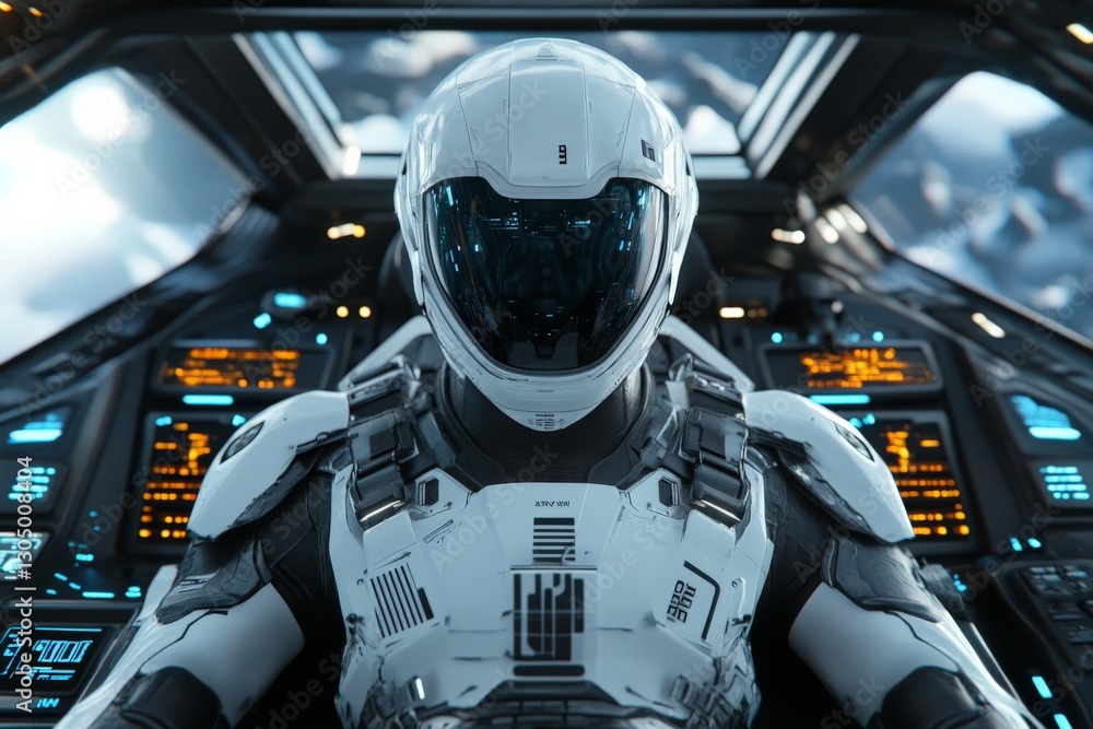 Leinwandbilder spacecraft pilot in futuristic suit navigating through an asteroid field in deep space environment