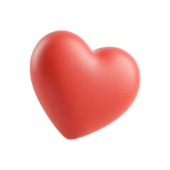 Red heart with matte finish casting soft shadow on plain white background