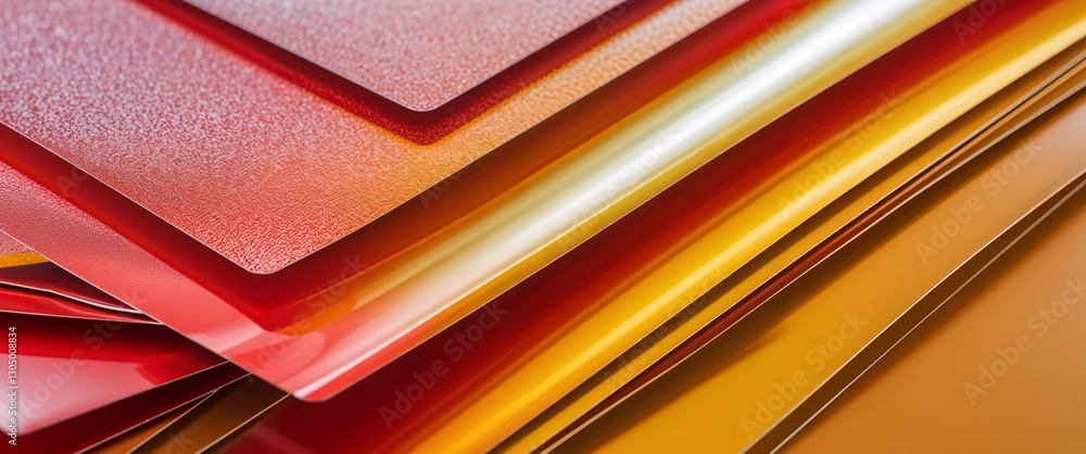 Poster red to yellow gradient shiny metal flat sheets plain polished surface texture background backdrop