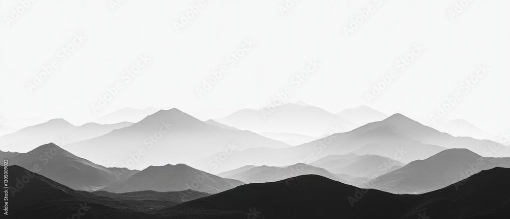 Aufkleber ethereal mountain range landscape in monochrome with soft gradients and atmospheric perspective crea