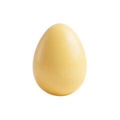 Yellow egg with smooth surface casting soft shadow on clean white background