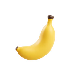 Yellow banana with brown tips on white background in simple composition and studio lighting