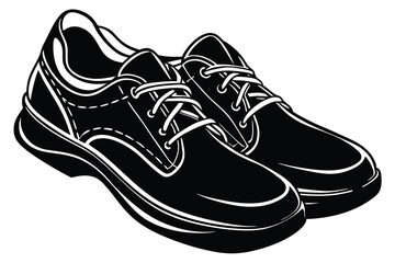 Silhouette man shoes on white background