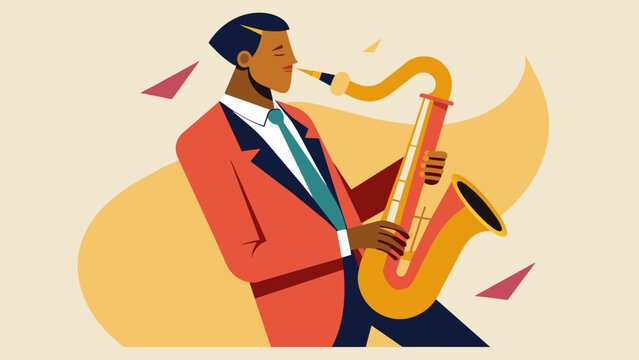 The saxophonist a master of smooth jazz brought an element of sophistication to the bands performance.. Vector illustration