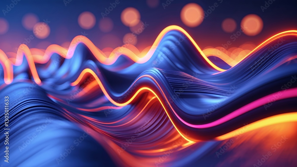 Aufkleber colorful abstract digital waves create a vibrant visual effect in a futuristic landscape setting at 