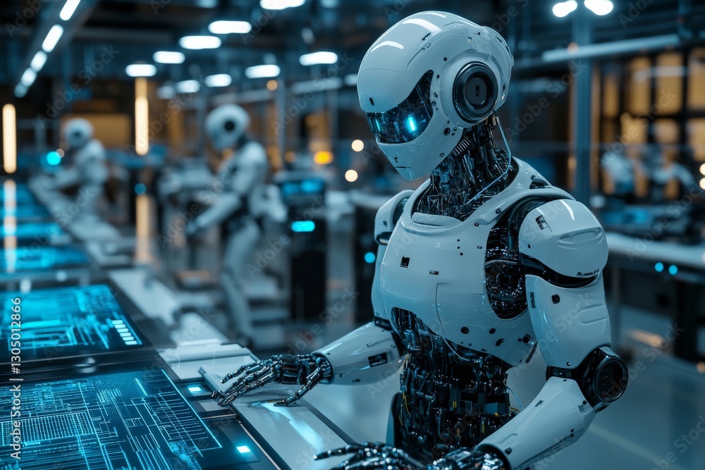 Leinwandbilder advanced robots working collaboratively in a high-tech manufacturing facility showcasing futuristic 