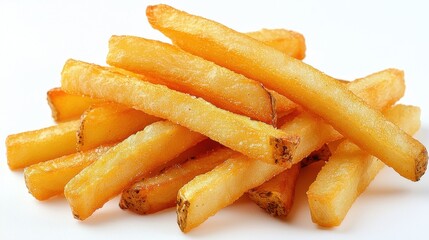Crispy French Fries Pile on White