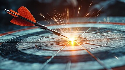  Bullseye Achievement: An arrow hitting the center of a target, illustrating the concept of achieving goals, success, and precision with a striking visual.