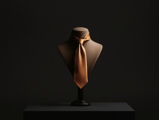 Elegant Necktie Mockup Displayed on a Bust Dark Studio Setting Professional Photography Artistic Perspective