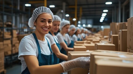 Smiling Woman Working in a Warehouse, Efficient Teamwork in Logistics and Distribution Center