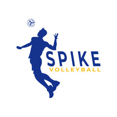 Volleyball logo design. Player spike a ball logo design vector