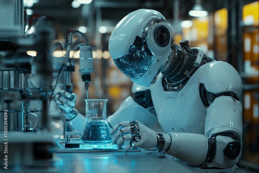Aufkleber Robot conducts scientific experiments in modern laboratory setting with precision and advanced technology