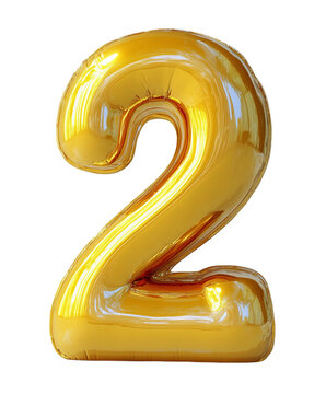 recommend clip art: 2 Golden Number Two Balloon Isolated on Transparent Background for Celebration 