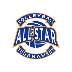 volleyball all stars logo design template