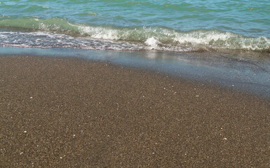magnetic black sand in the village of Ureki in Georgia.Black sea beach with black sand