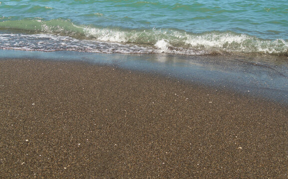 magnetic black sand in the village of Ureki in Georgia.Black sea beach with black sand