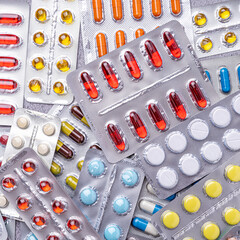 Variety of medicines and drugs.Medicine and healthcare concept.V