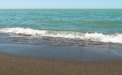 magnetic black sand in the village of Ureki in Georgia.Black sea beach with black sand