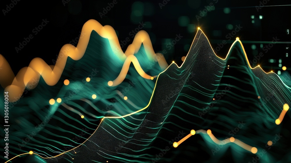 Aufkleber peak energy demand concept. abstract digital data visualization with vibrant colors and dynamic curv