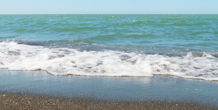 magnetic black sand in the village of Ureki in Georgia.Black sea beach with black sand