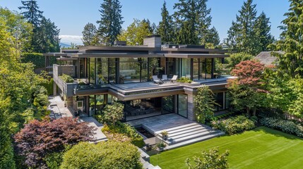 Sunlit Geometric Modern Estate with Rooftop Terrace