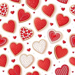 a vibrant repeating pattern of red hearts 