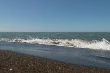 magnetic black sand in the village of Ureki in Georgia.Black sea beach with black sand
