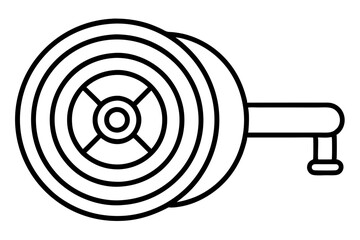 Fire Hose Reel Line Art Icon for Safety and Emergency Use

