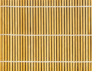 ​Close-up of the back of a bamboo mat with white thread used as a background.