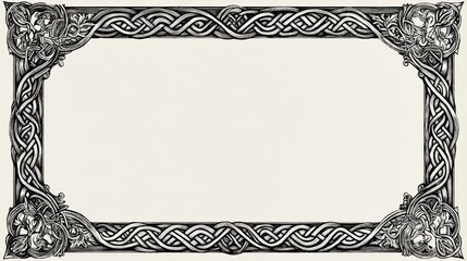 Elegant Viking-Inspired A4 Border with Fine Norse Knotwork, Subtle Runes, and Minimalist Geometric Patterns. Delicate Jelling and Urnes Style, High-Contrast Black Ink on White Background.