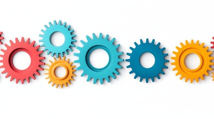 Embracing diversity innovation. A colorful arrangement of gears in varying sizes, showcasing a playful design that symbolizes mechanics, creativity, and teamwork.