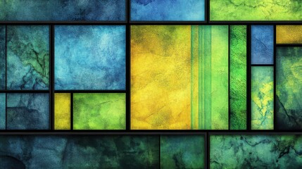 Abstract Colorful Geometric Pattern in Blue Green and Yellow Tones