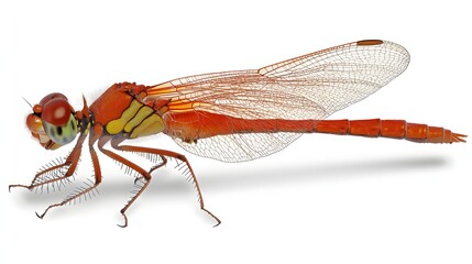Colorful Red Dragonfly with Intricate Wing Patterns Resting on a Smooth Surface