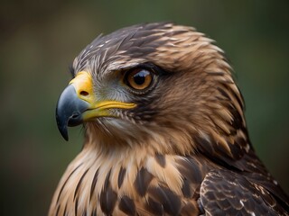 Obraz premium Majestic Hawk Close-Up: The Stunning Profile of a Bird of Prey in Its Natural Habitat