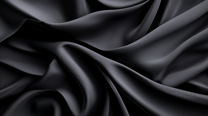 Fototapeta premium Crinkled black plastic poster with textured creases and dynamic light