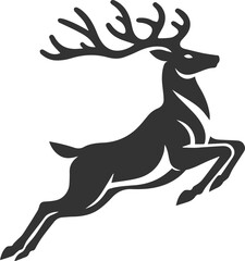 Deer taking a high jump with its legs curled under its body animal silhouette vector