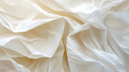 Close-up of a crumpled white plastic bag with intricate textures and light