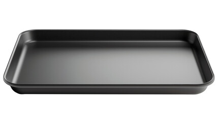 Black rectangular baking tray with a non-stick surface for cooking or roasting. Tray isolated and AI generated.  .