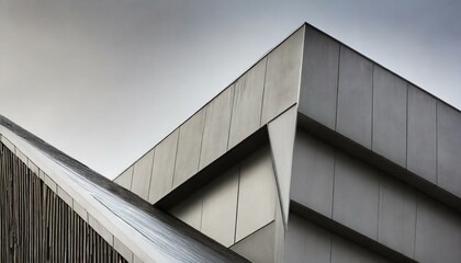 Fototapeta premium A white, minimalist building stands against a bright blue sky. Clean lines and subtle textures highlight its modern aesthetic, capturing a serene, architectural moment in urban design and airy charm