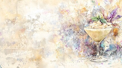 Colorful Abstract Representation of a Creamy Cocktail with Fruits and Decorative Elements