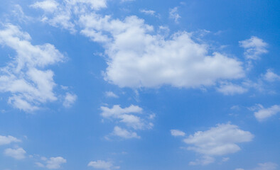 Bright Blue Sky with Soft White Clouds Floating