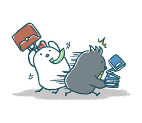 ゆるいにわとりはカラスからの仕事を躱す