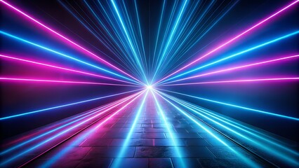 A stunning futuristic neon tunnel with glowing blue and pink lights creating a sense of depth and movement. Perfect for cyberpunk, sci-fi, and digital-themed projects.